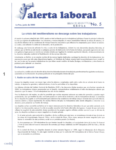 Alerta Laboral 5: La crisis del neoliberalismo se descarga sobre los trabajadores