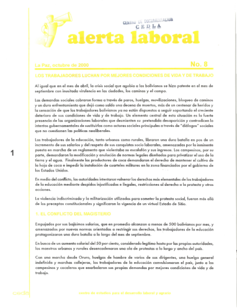 Alerta Laboral 8: Los trabajadores luchan por mejores condiciones de vida y de trabajo