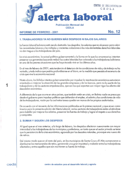Alerta Laboral 12: Trabajadores ya no quieren más despidos ni bajos salarios