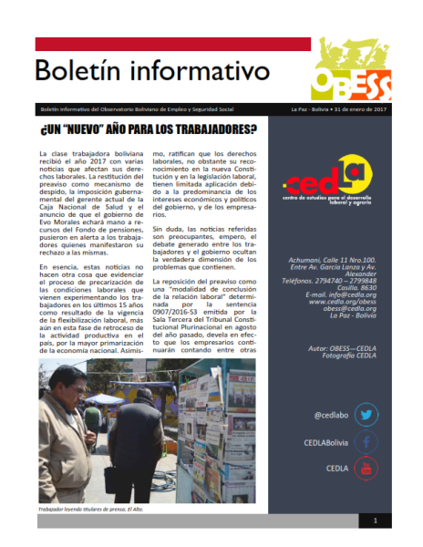 Boletín OBESS: ¿Un "nuevo" año para los trabajadores?