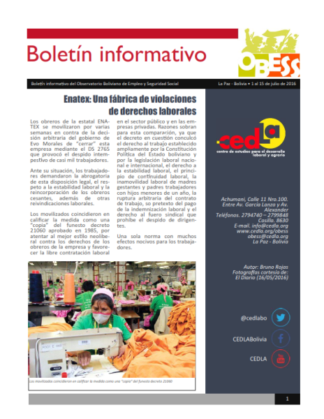 Boletín OBESS: ENATEX: Una fábrica de violaciones de derechos laborales