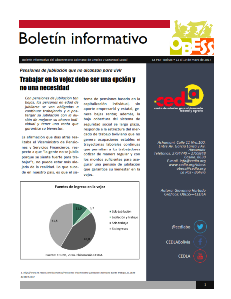 Boletín OBESS: Trabajar en la vejez debe ser una opción y no una necesidad