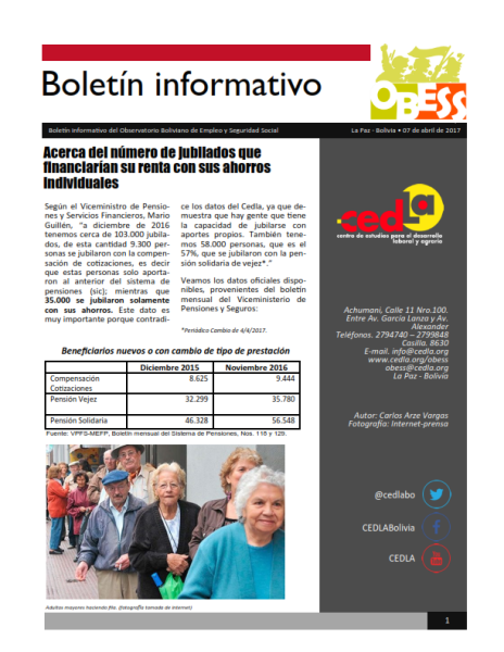 Boletín OBESS: Acerca del número de jubilados que financiarían su renta con sus ahorros individuales