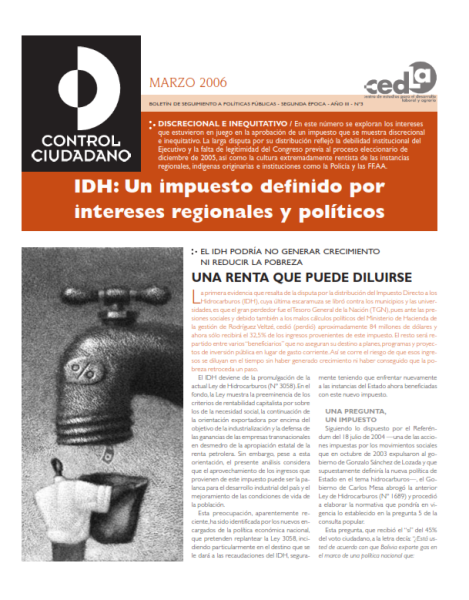 Control Ciudadano 3: IDH: Un impuesto definido por intereses regionales y políticos