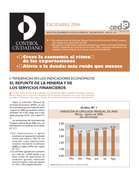 Control Ciudadano 5: Crece la economía al ritmo de las exportaciones