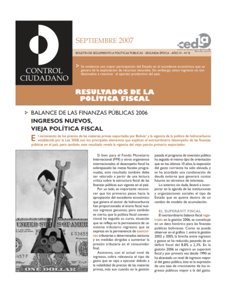 Control Ciudadano 8: Resultados de la política fiscal
