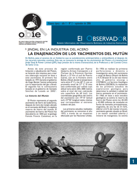 El Observador 2: La enajenación de los yacimientos del Mutún