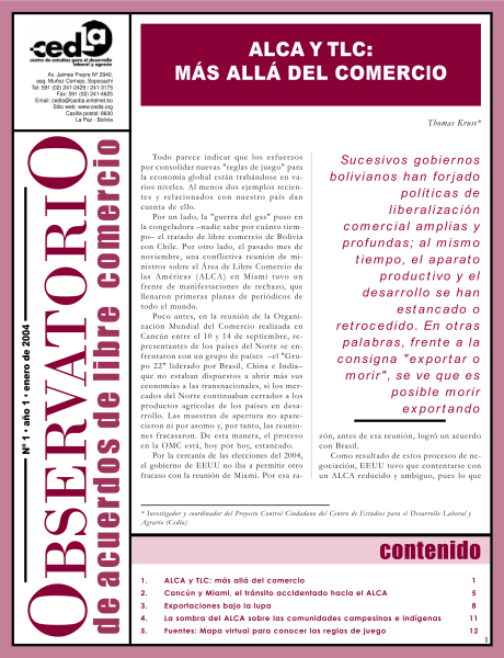 Observatorio de acuerdos de libre comercio 2: TLCs, la otra cara del ALCA