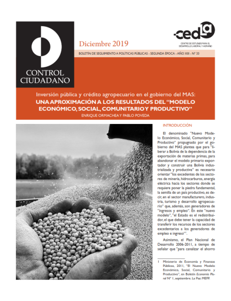 Control Ciudadano 33: Inversión pública y crédito agropecuario en el gobierno del MAS