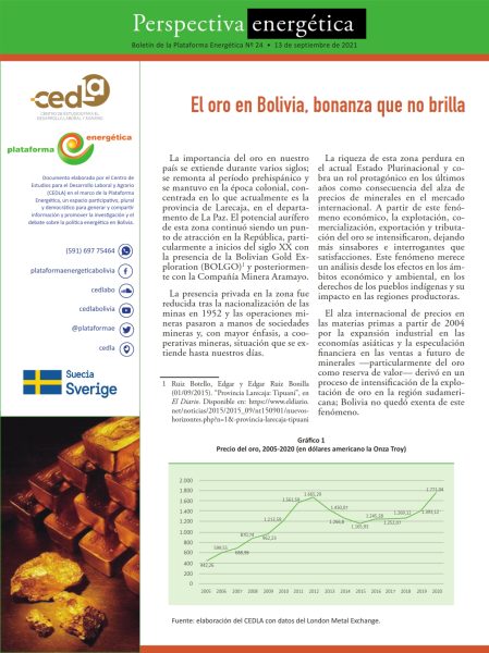 Boletín Perspectiva Energética N° 24: El oro en Bolivia, bonanza que no brilla