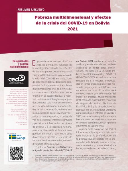 Pobreza multidimensional y efectos de la crisis del COVID-19 en Bolivia 2021 (resumen ejecutivo)