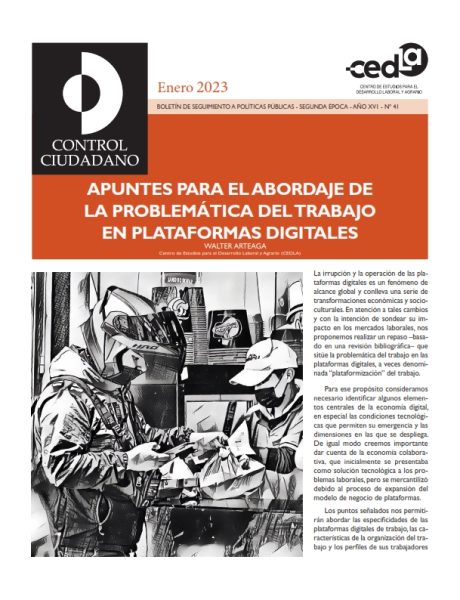 Control Ciudadano 41: Apuntes para el abordaje de la problemática del trabajo en plataformas digitales