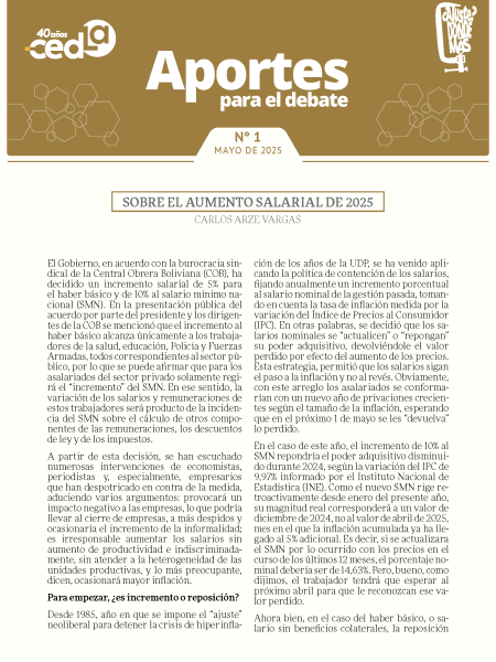 Aportes para el debate 1: Sobre el aumento salarial de 2025