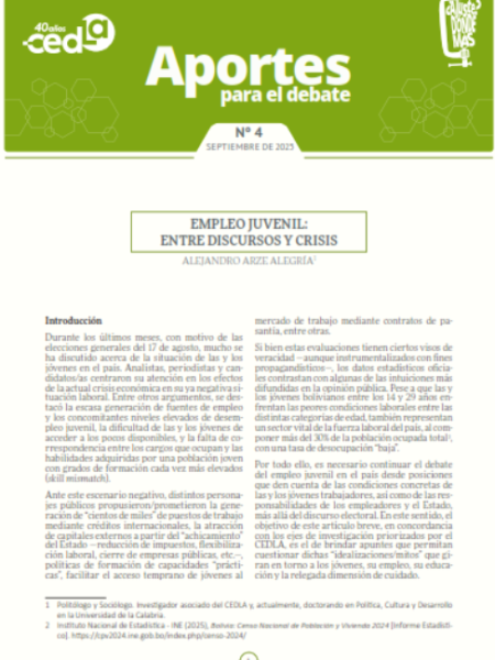 Aportes para el debate 4: Empleo juvenil: entre discursos y crisis